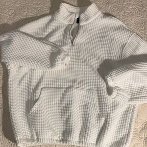 White Waffle Knit Pullover NEW
